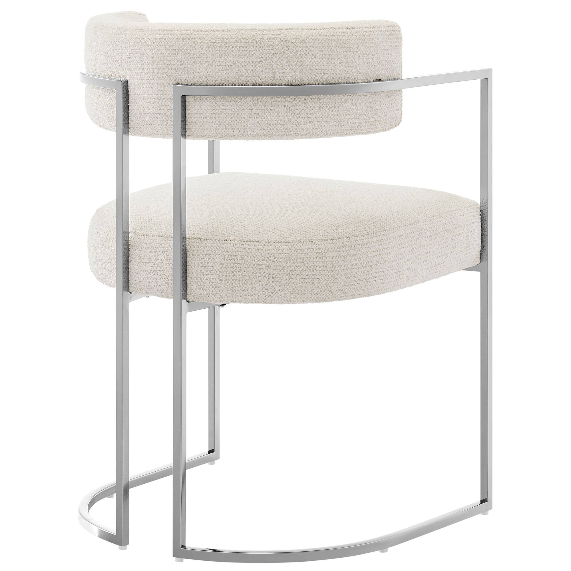 Alt View 2. Modway - Huron Curved Back Fabric and Metal Dining Accent Chair by Modway - White.