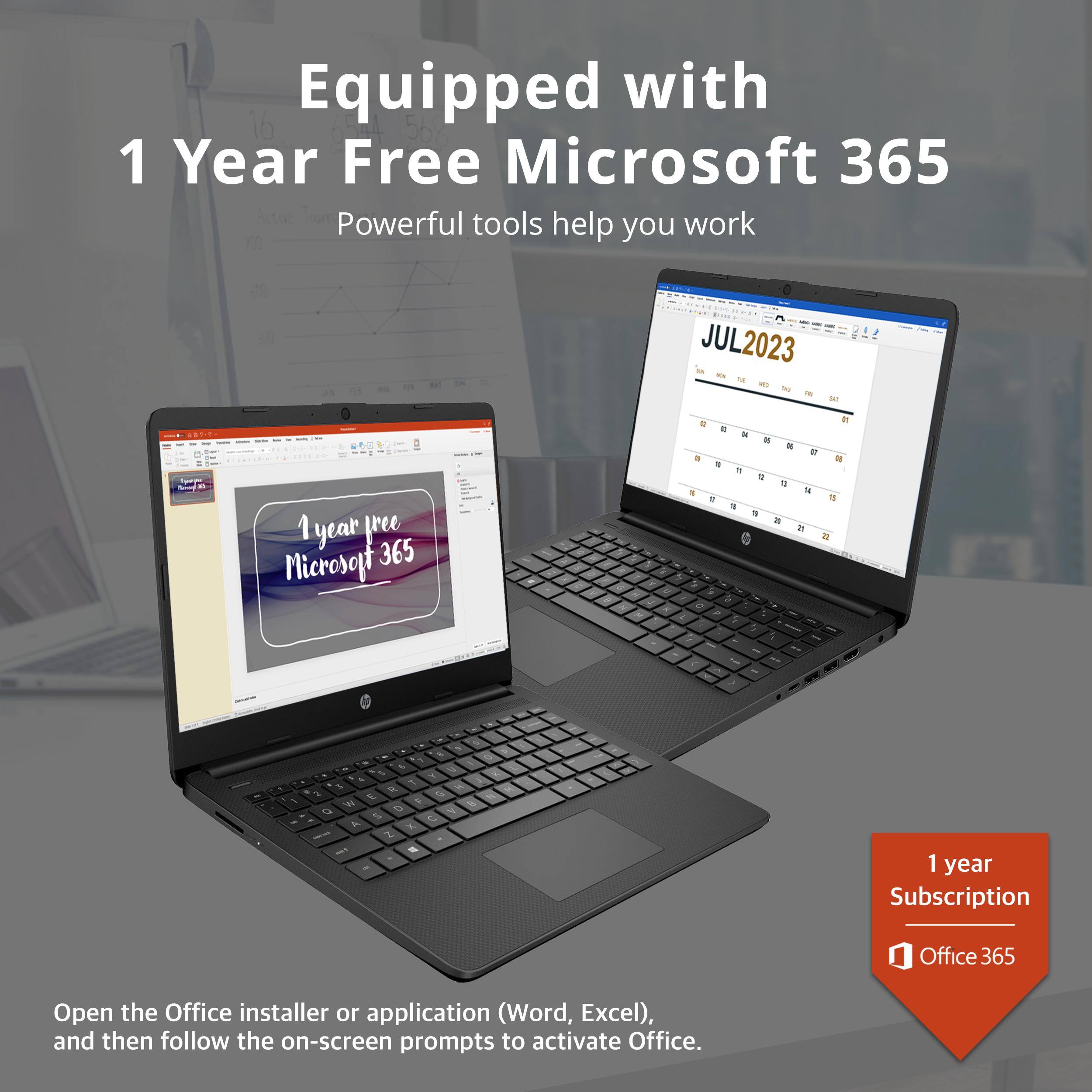 Equipped with
1 Year Free Microsoft 365
Powerful tools help you work
Open the Office installer or application (Word, Excel), and then follow the on-screen prompts to activate Office.
1 year Subscription
Office 365