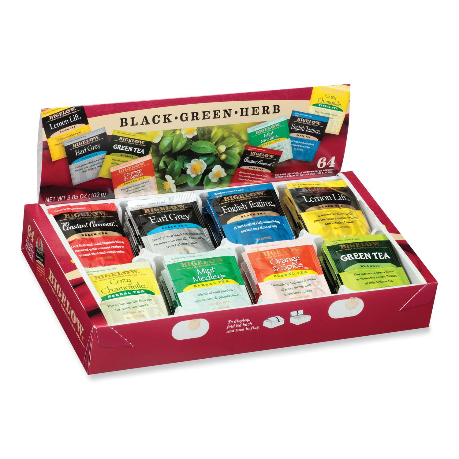 Bigelow Variety Pack Assorted Tea Bags, Individually Wrapped Case of 64 ...
