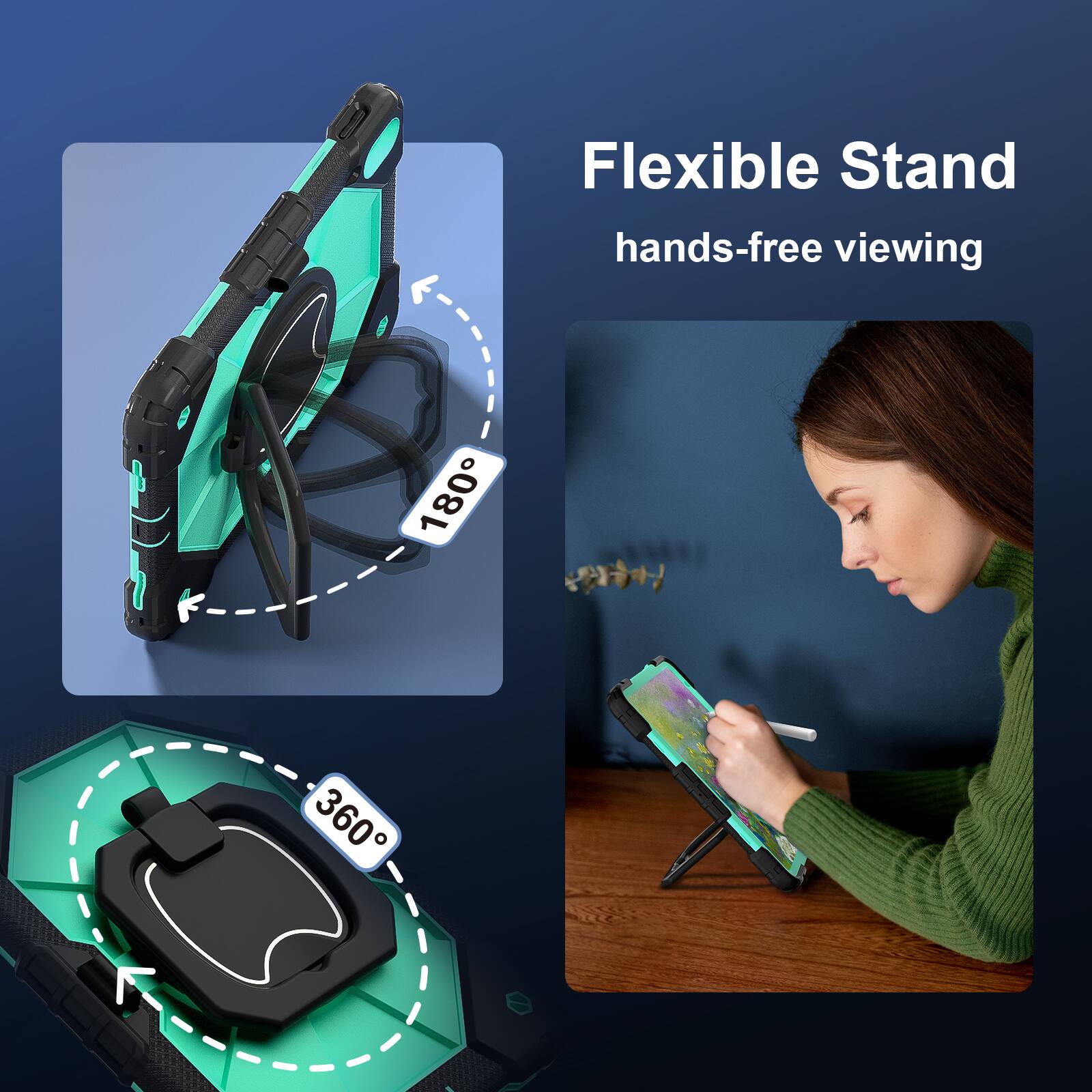 Flexible Stand  
hands-free viewing  
180°  
360°