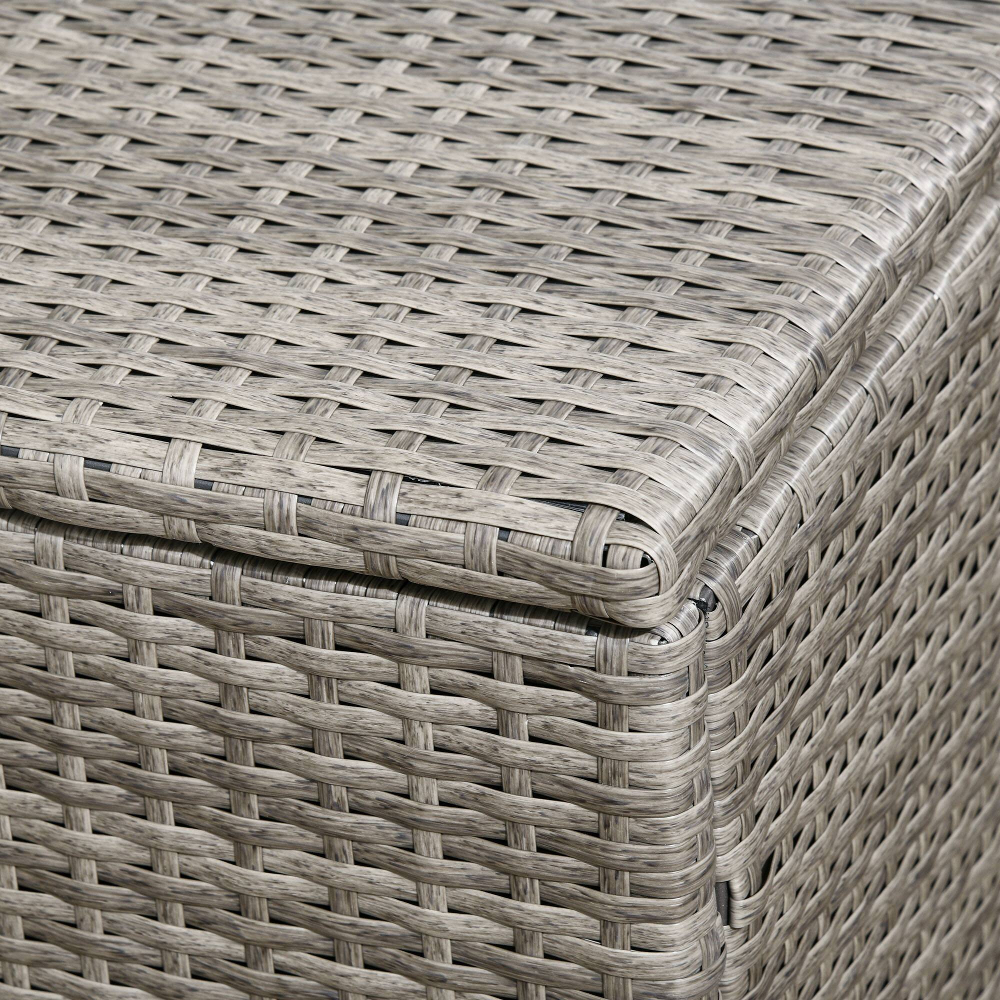 Alt View 8. Outsunny - 113 Gallon Deck Box, Rattan Outdoor Storage Box, Waterproof Storage Container for Indoor, Patio Furniture Cushions - Gray.