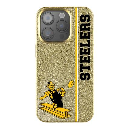Front. Keyscaper - Gold Pittsburgh Steelers iPhone Bling Case - 16 Plus - Gold.