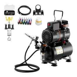 VEVOR - Airbrush Kit, 1/6 HP, Air Brush Kit with Air Compressor and Tank, 1 Dual-Action Professional Airbrush with 1 Tip, Hose - Black