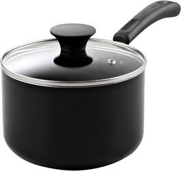 Cook N Home - Basic 3QT Nonstick Aluminum Saucepan with Glass Lid,Multi-Purpose milk Chocolate cooking with Stay-Cool Handle - black