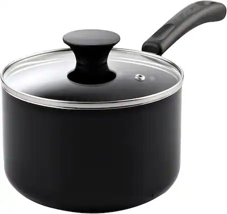 Front. Cook N Home - Basic 3QT Nonstick Aluminum Saucepan with Glass Lid,Multi-Purpose milk Chocolate cooking with Stay-Cool Handle, Black - black.