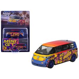 True Scale Miniatures - Volkswagen ID.Buzz Van "KW/BBS" Floral Graffiti Livery Limited Edition 1/64 Diecast Model Car by Mini GT