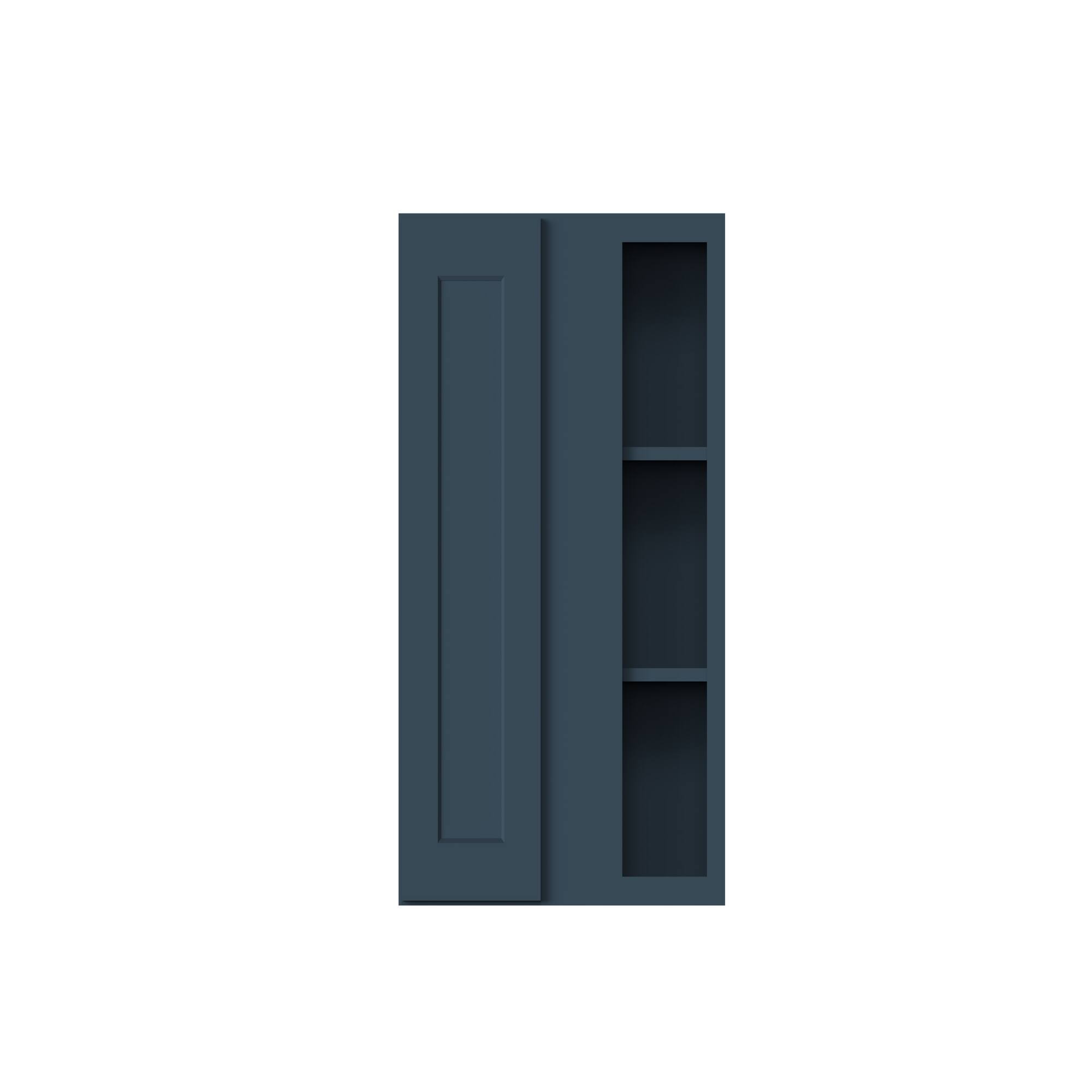 Alt View 1. Boyel Living - 27-in W x 36-in H x 12-in D Shaker RTA Kitchen Corner Wall Cabinet with Soft-Close - Charcoal Blue.