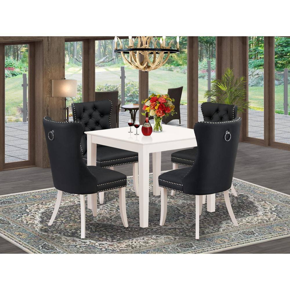 Alt View 2. East West Furniture - 5 Piece Kitchen Table Set Consists of a Square Dining Table - White.