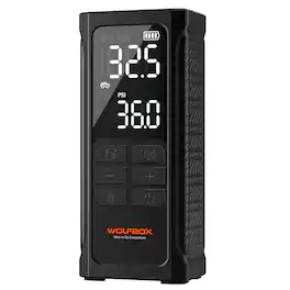 WOLFBOX - Cordless 150PSI Tire Inflator, Portable Air Pump with Digital Display, Fast Inflation, LED Light for Car, Bicycle, Balls (5000 Wh Capacity) - Black