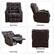 Back View: The top left picture shows a back view of a brown leather chair.
Look down: The middle picture shows a chair with a back view and a look down view.
Front View: The bottom left picture shows a front view of a brown leather chair.
Side View: The bottom right picture shows a side view of a brown leather chair.