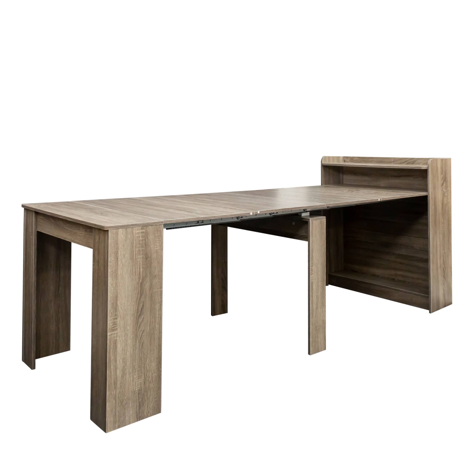 Alt View 9. Tiramisubest - Modern Extendable Dining Table with Storage, Barnwood - Barnwood.