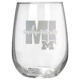 Great American Products - Michigan Wolverines Etched 17oz. City Stemless Wine Glass - Multicolor