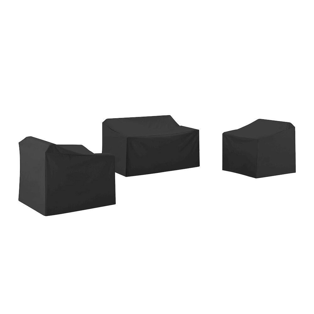 Back. Crosley Furniture - 3Pc Outdoor Furniture Cover Set - Loveseat & 2 Chairs - Black.