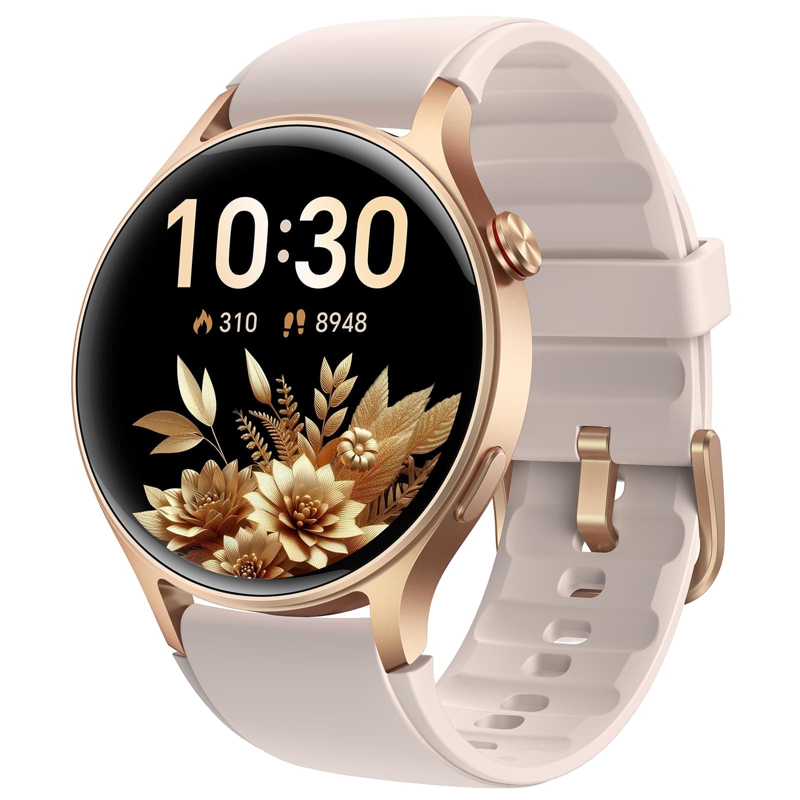 Front. GlowWise - Women's Smartwatch with AMOLED Screen, Bluetooth Calling, SpO2 Monitor, 110+ Sports Modes, 3ATM Waterproof for iPhone - yellow.