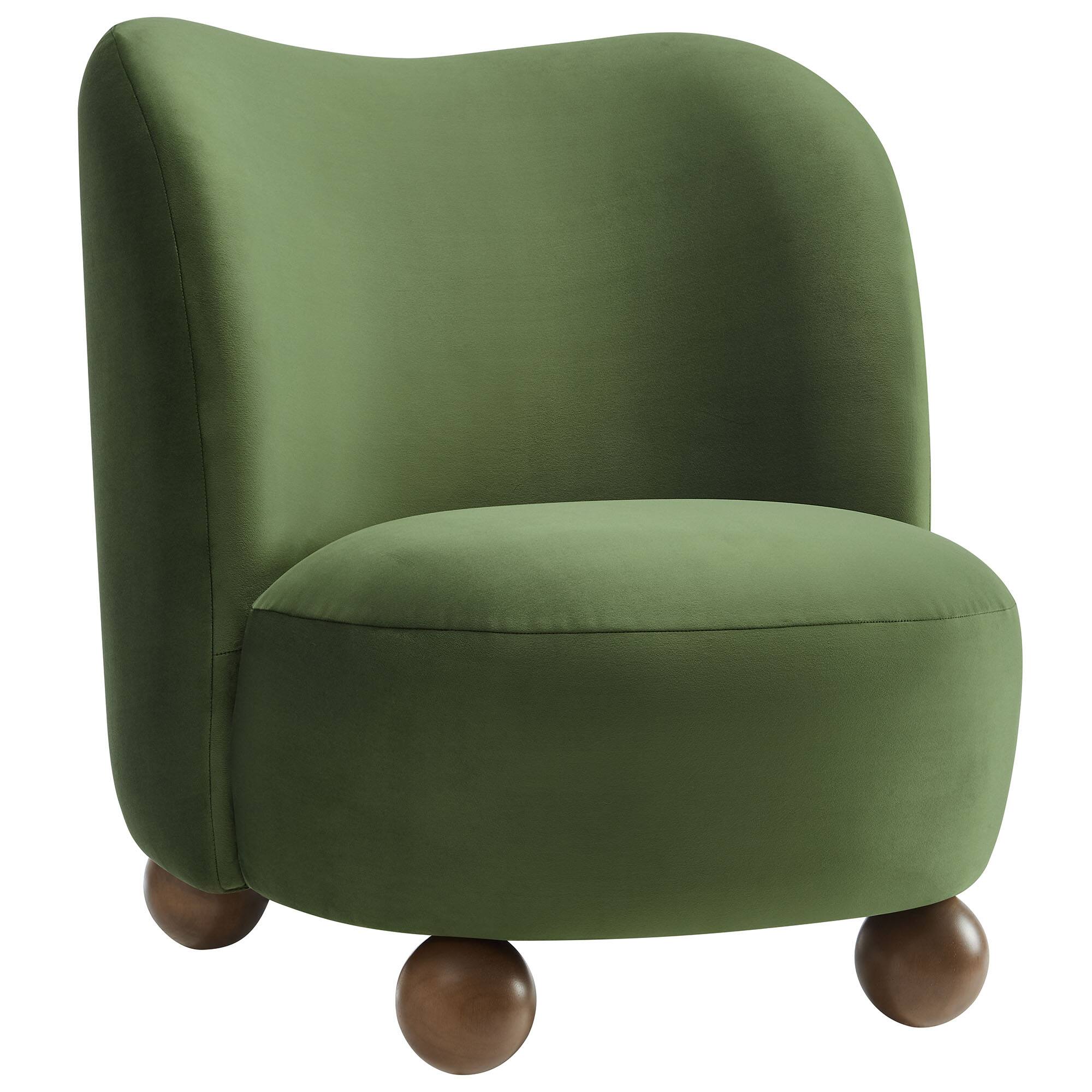 Angle. Modway - Monroe Performance Velvet Accent Chair by Modway - Moss Green Walnut.