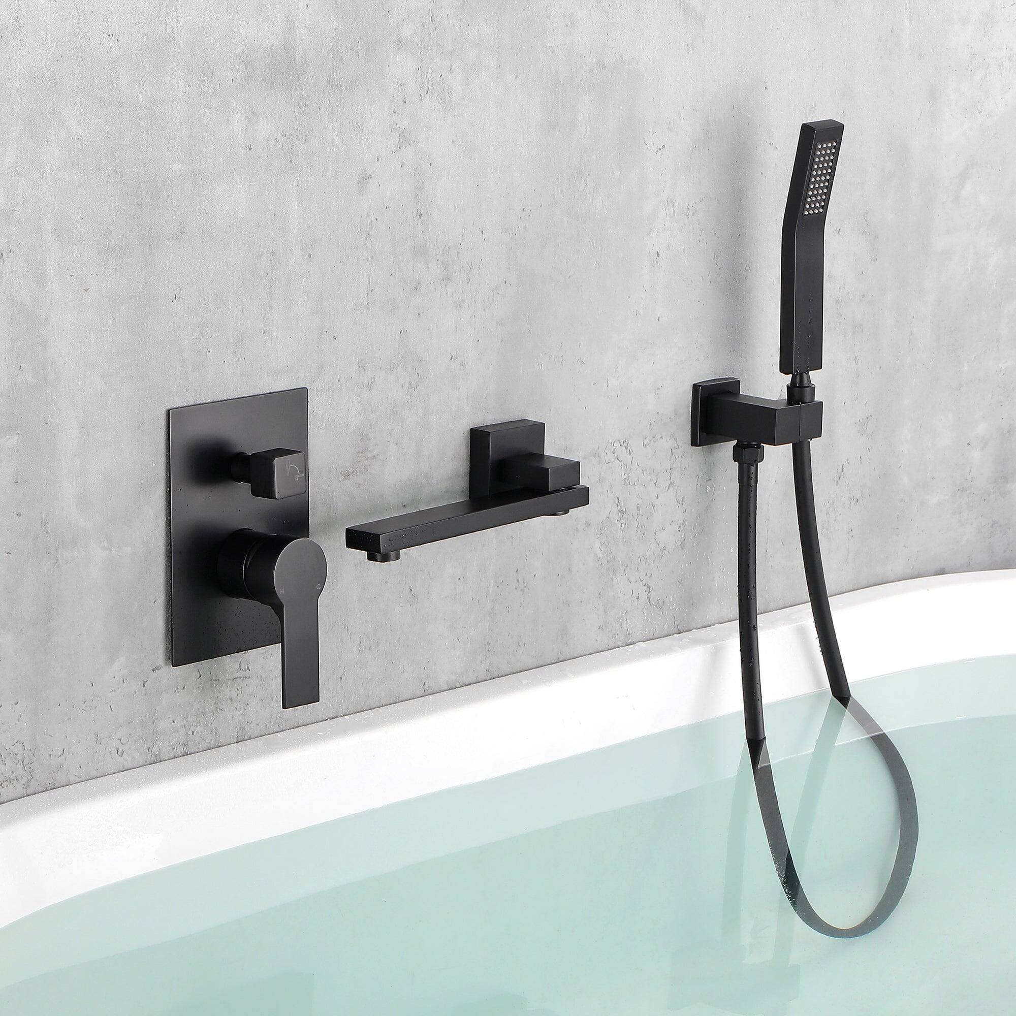 Alt View 10. Boyel Living - Single Handle 1 Spray Tub and Shower Faucet with Handheld Shower Head in Brushed Black Valve Included - Matte Black.