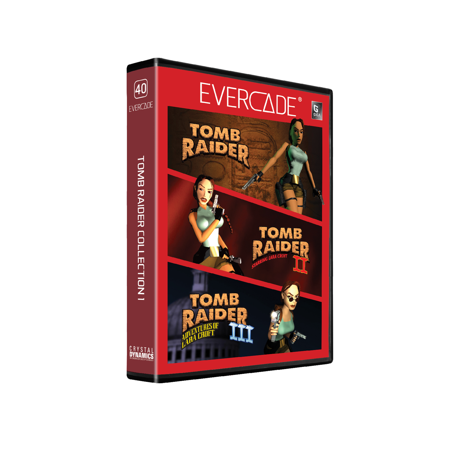 40 EVERCADE EVERCADE G ADA STA TOMB RAIDER TOMB RAIDER TOMB RAIDER CARA CROFT COLLECTION STARRING II - TOMB AMENTLRESOF RAIDER OF LARA Am CHUFT III - 1 LEos CRYSTAL DYNAMICS adi - -