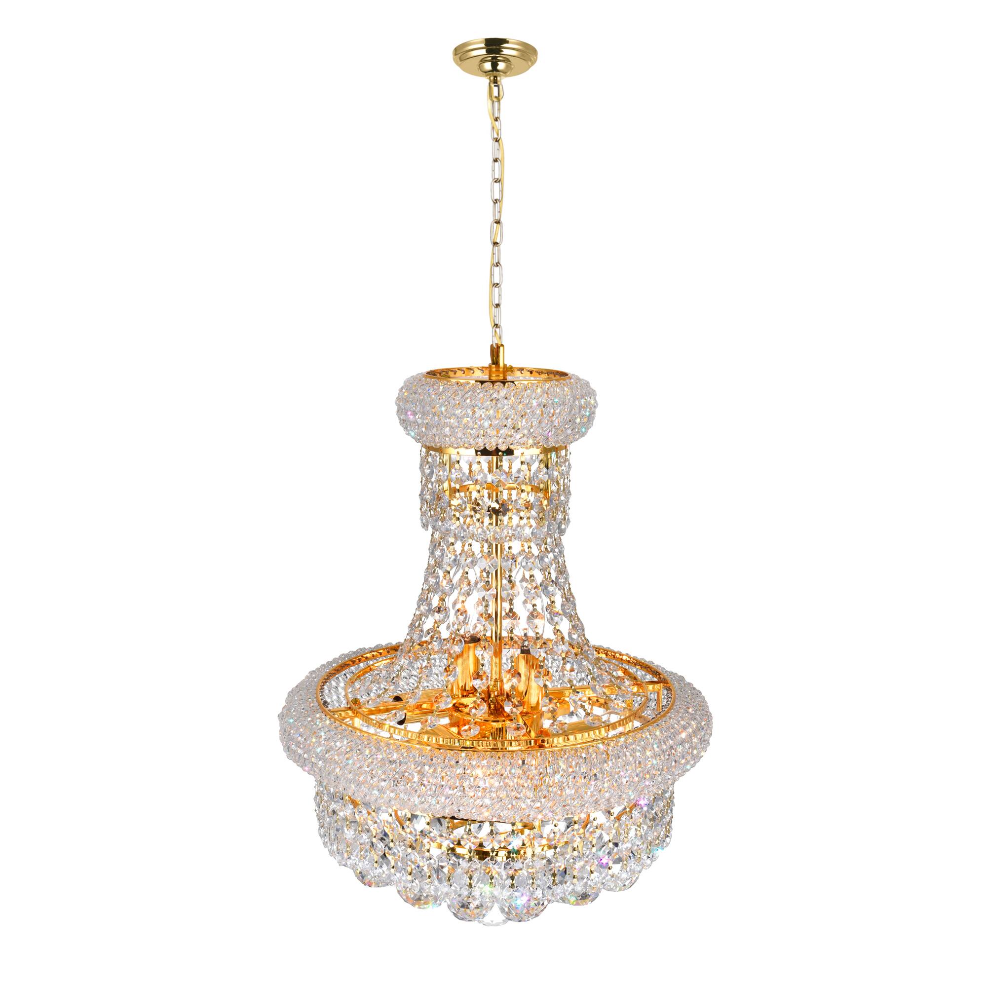 Left. CWI Lighting - Empire 6 Light Chandelier With Gold Finish - Gold.