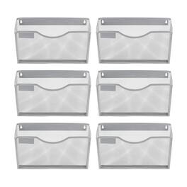 Dapper Styles - Wall File Organizer 3 Single Pocket Mesh Hanging Folder For Lettera4 Size Folders Mounted Vertical Mail Hol - Silver-6 Pockets