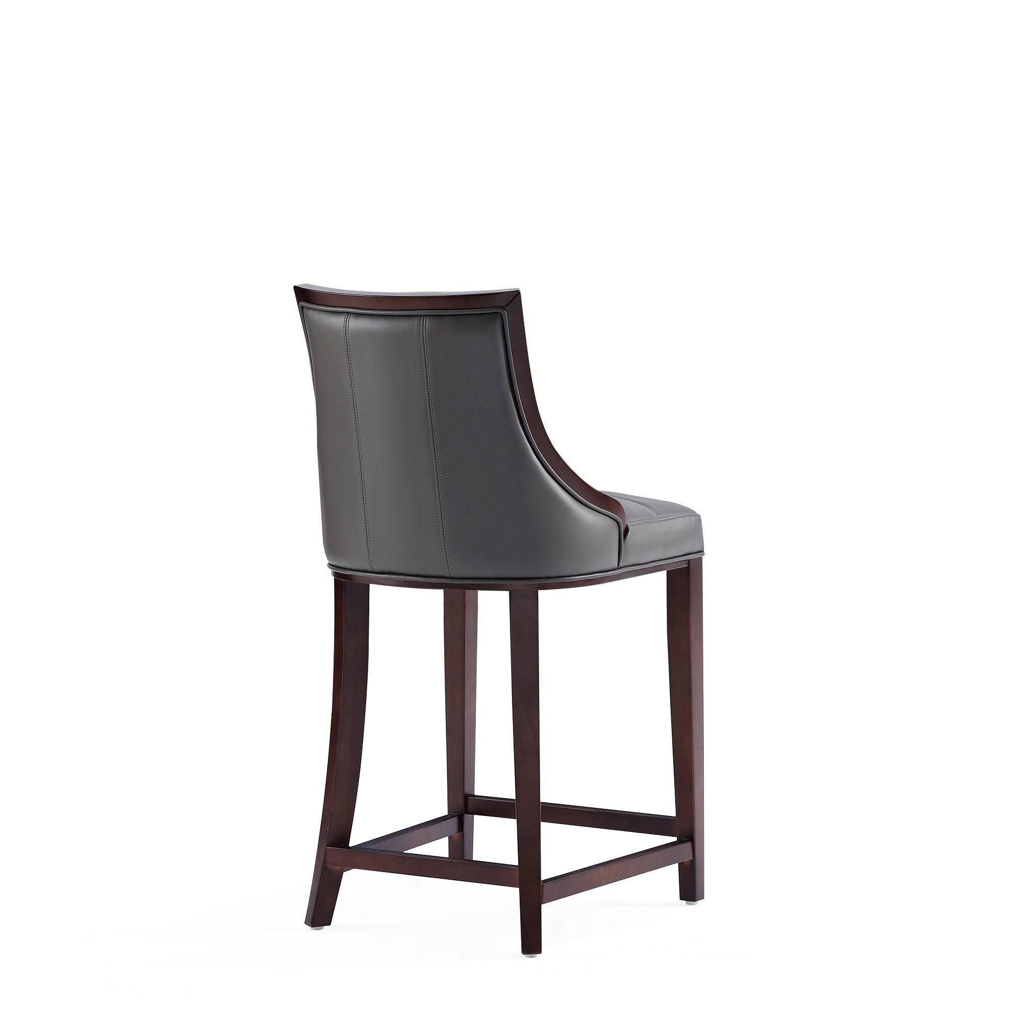 Alt View 3. Manhattan Comfort - Fifth Avenue Traditional Wood Upholstered Counter Stool - Set of 3 - Graphite.