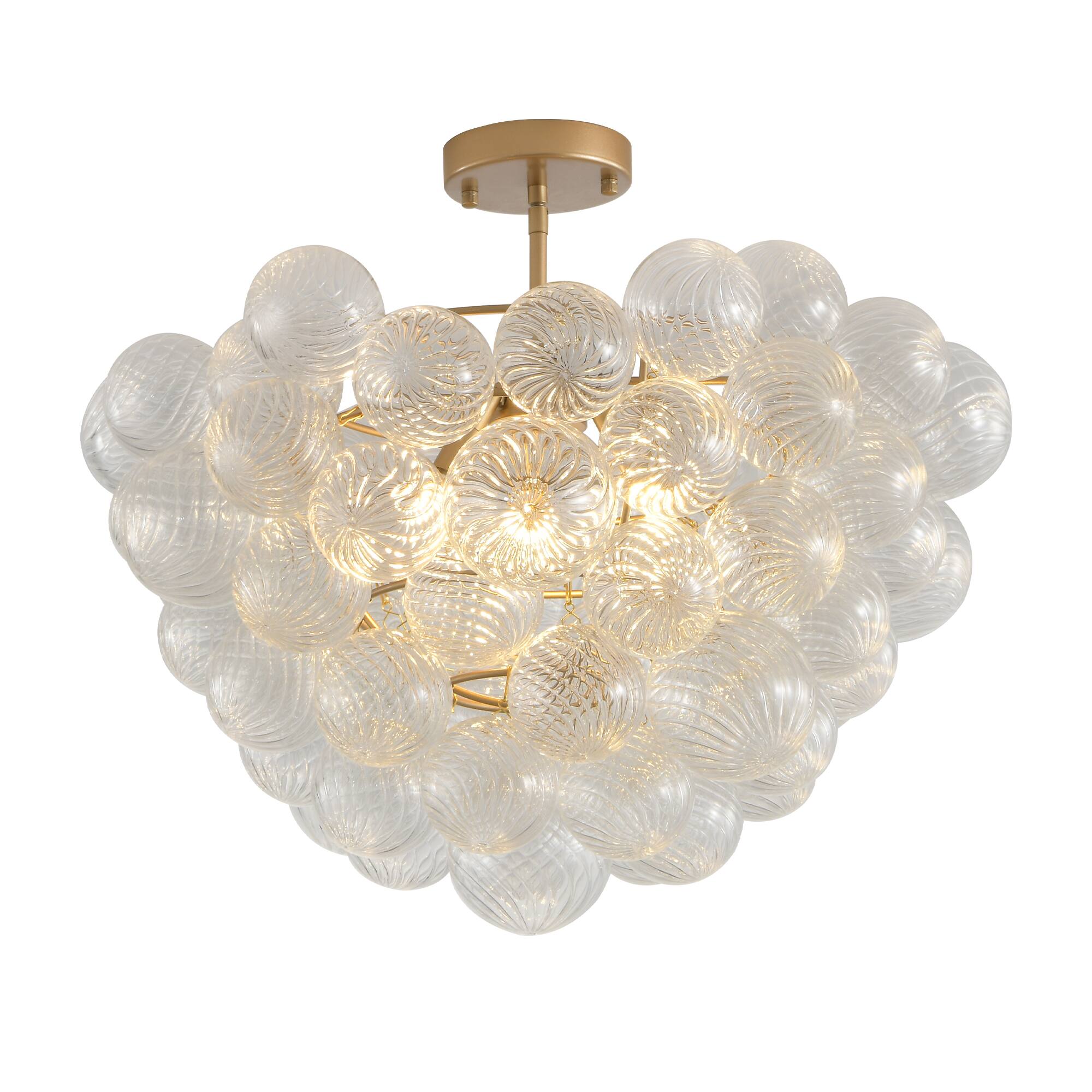 Alt View 6. Tiramisubest - 23.6-Inch Gold Ceiling Pendant Light with Threaded Clear Glass Globe Shade (Non Adjustable Height, No Bulbs) - Gold.