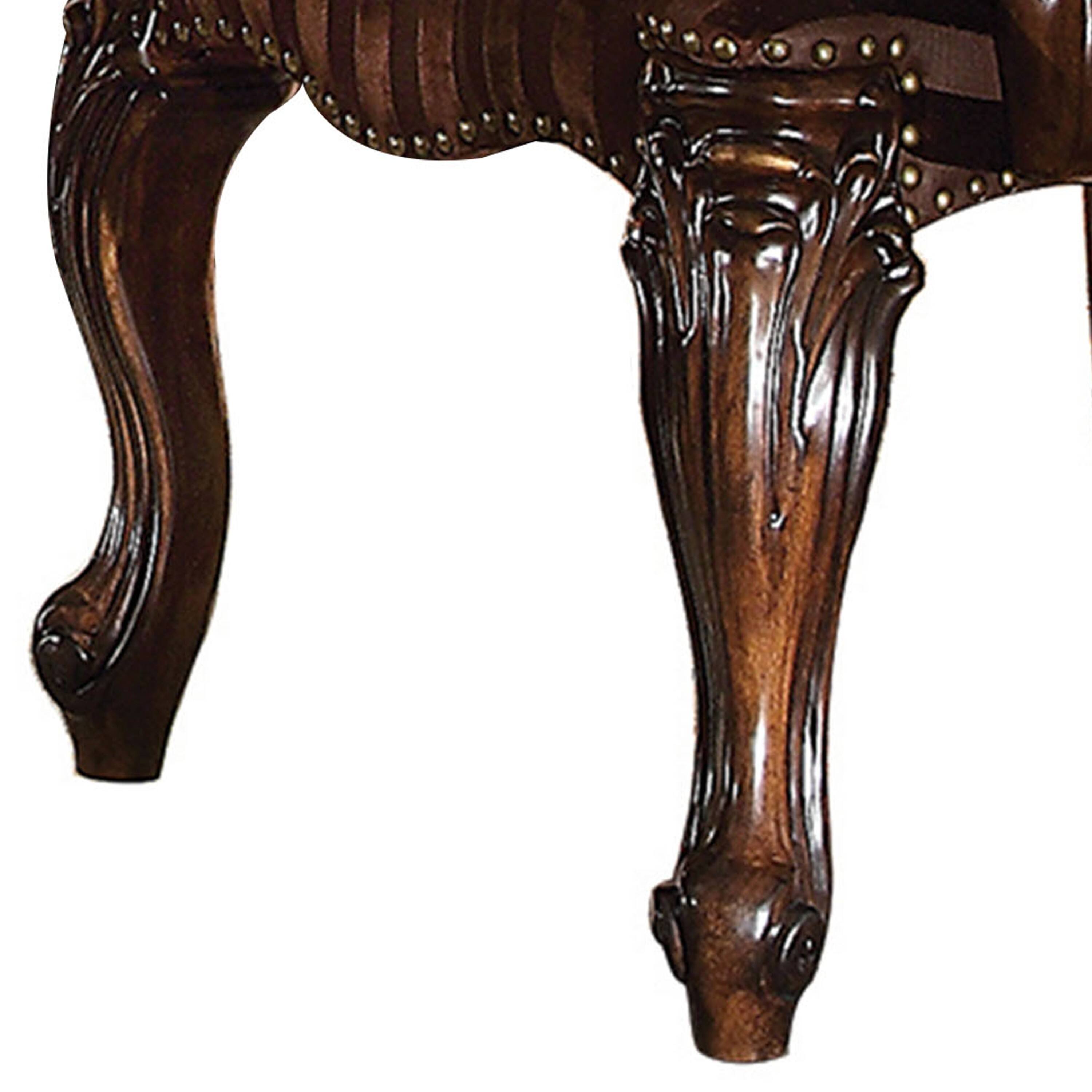 Alt View 1. Manhattan Lane - Wooden Arm Chair with Button Tufted Backrest and Carved Details, Set of 2 - Brown.