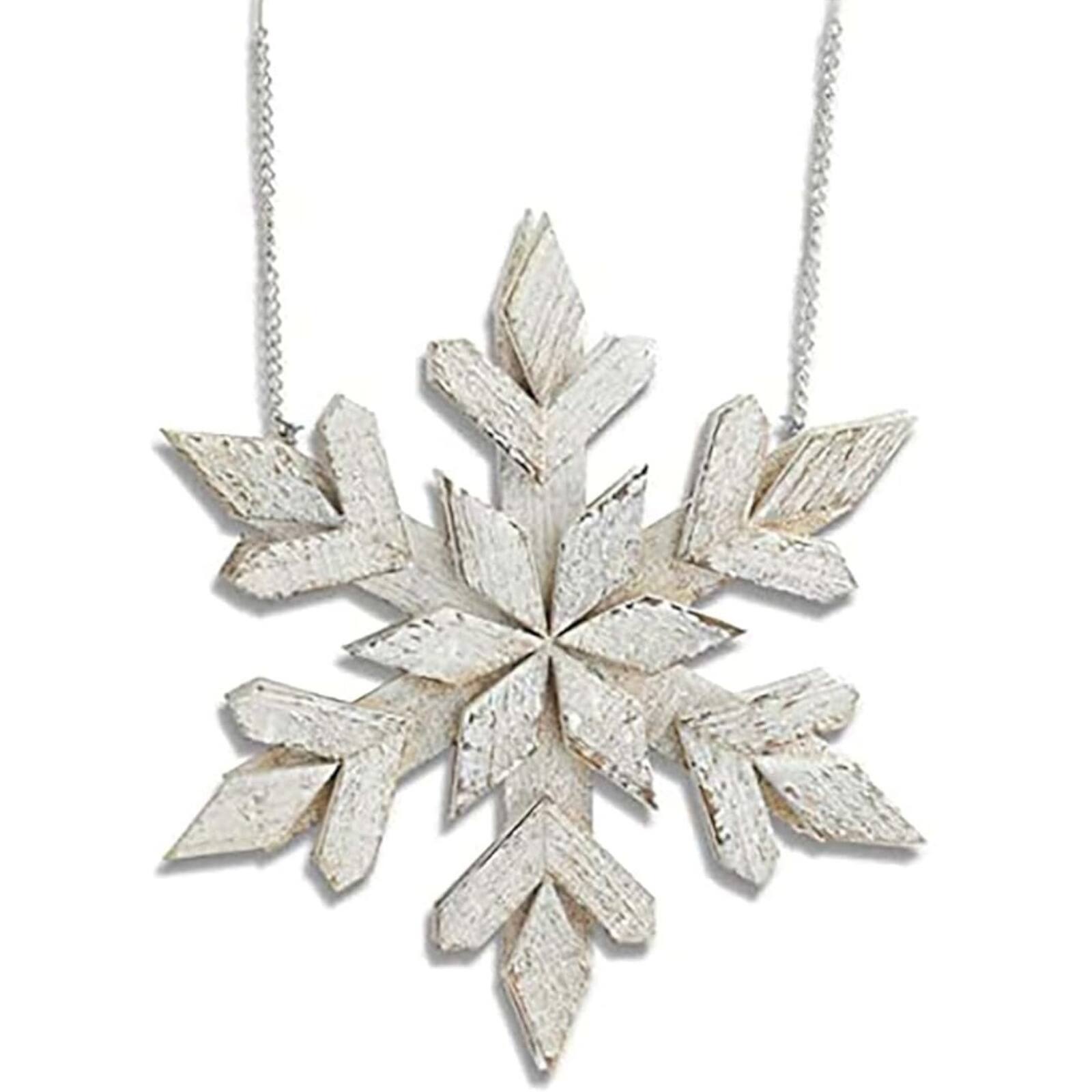 Front. K&K Interiors - K&K Interiors Whitewash Double Sided Wood Snowflake Christmas Arrow Replacement Sign 11 inch - Arrow Sold Separately - White.