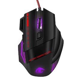 SKRAN - Wired Gaming Mouse, 3200 DPI Adjustable RGB Backlit, Ergonomic Comfort & Durable for Gamers & Office Workers - Wired - Black