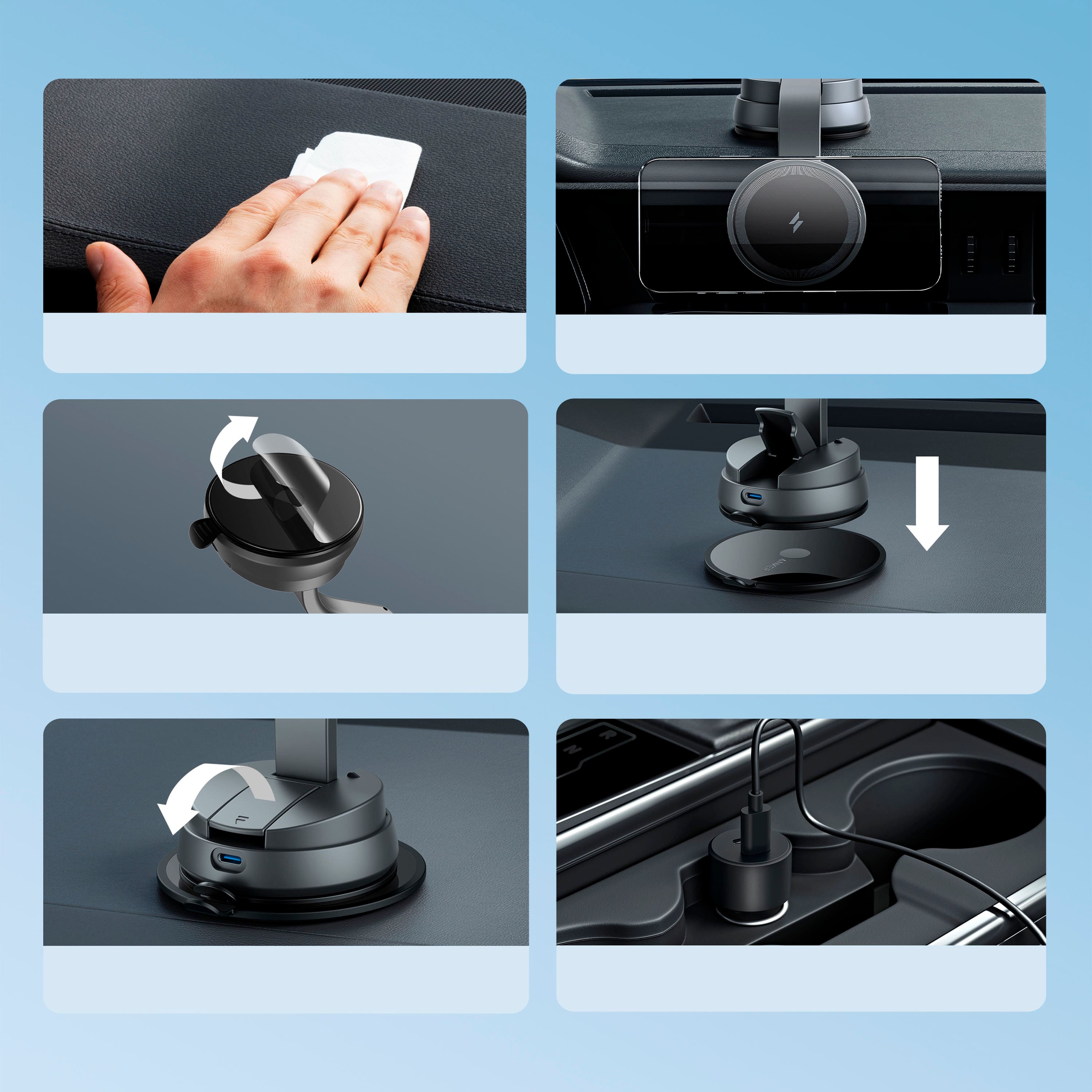 Alt View 12. Anker - MagGo 35W Wireless MagSafe Car Charger and Mount for iPhone 12 and 13 - Black.