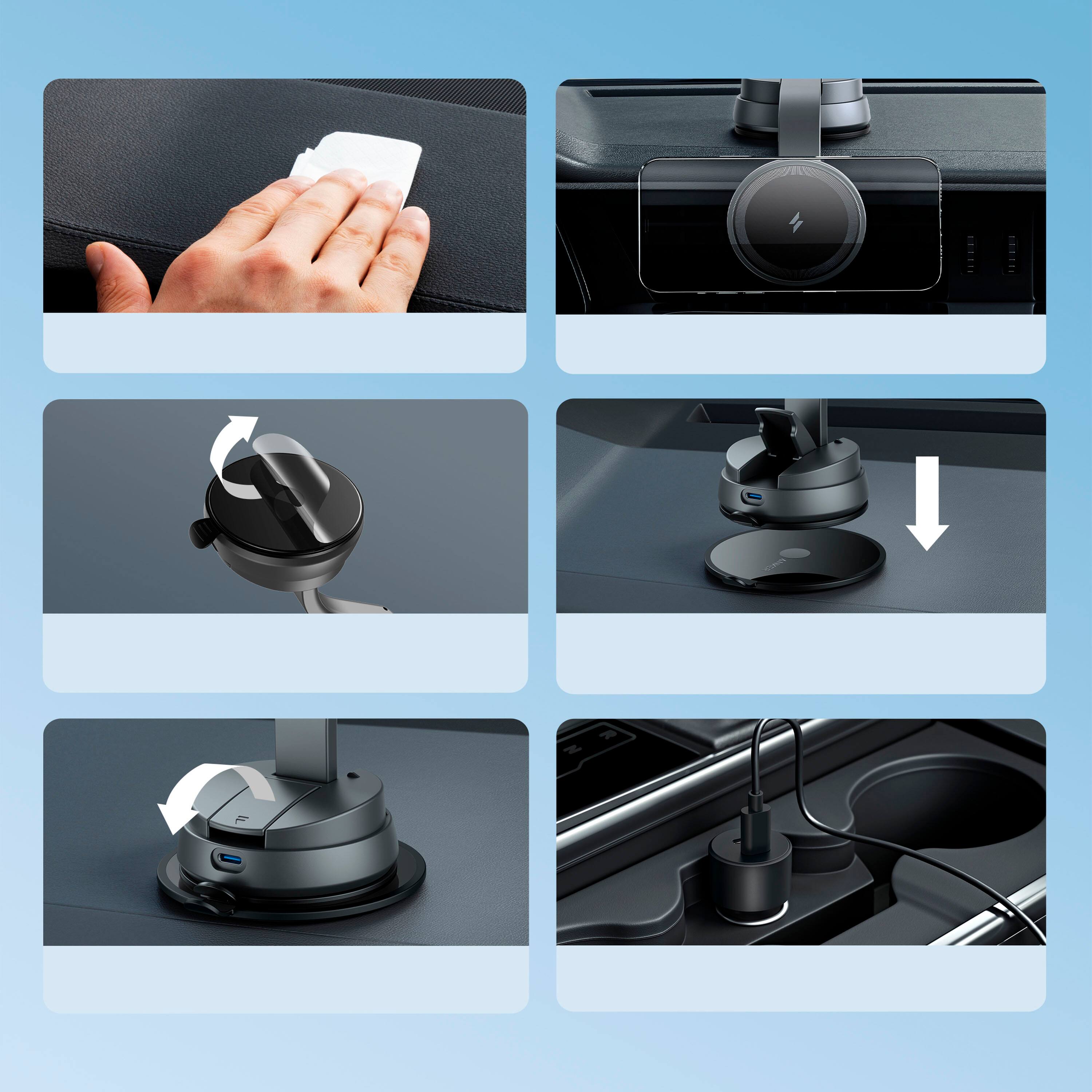 Alt View 12. Anker - MagGo 35W Wireless MagSafe Car Charger and Mount for iPhone 12 and 13 - Black.