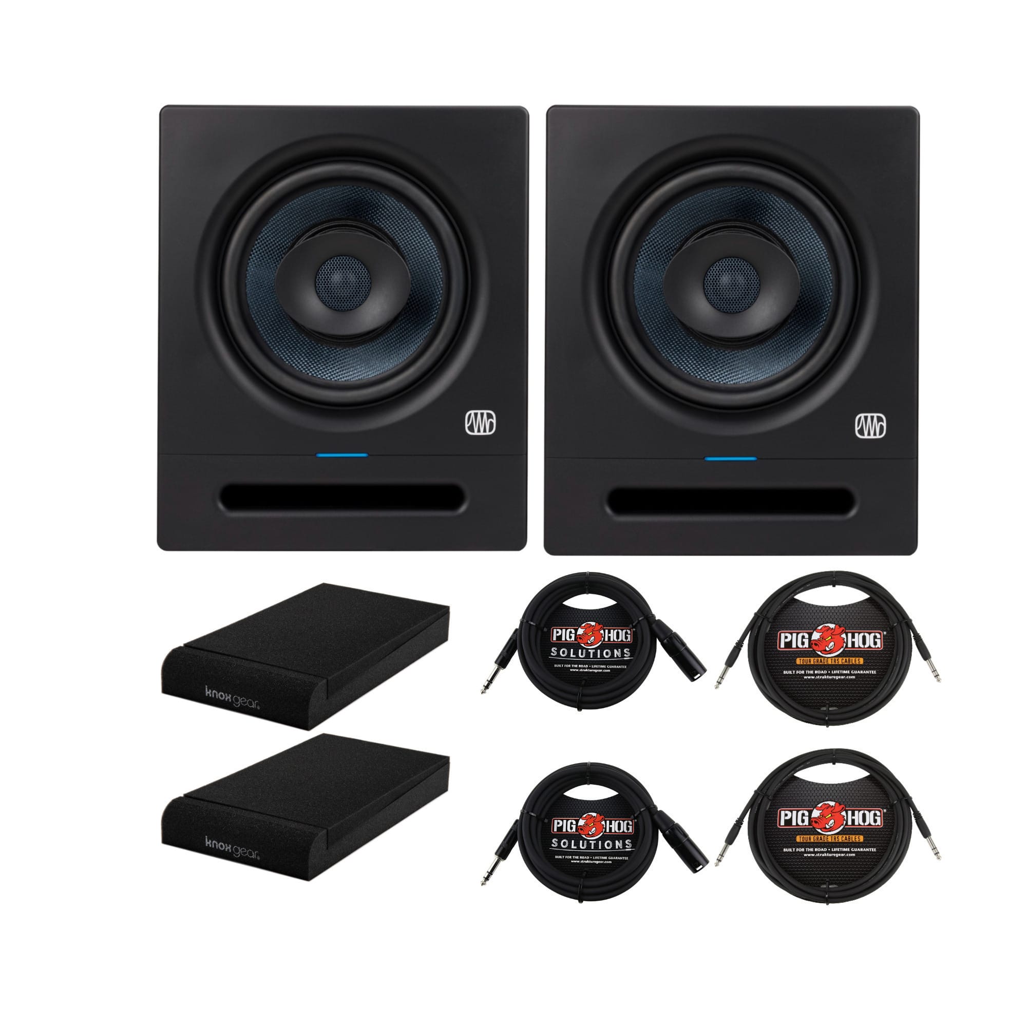 PreSonus - Eris Pro 8 8-Inch 2-Way Studio Monitors with 1/4-Inch TRS Cables Bundle