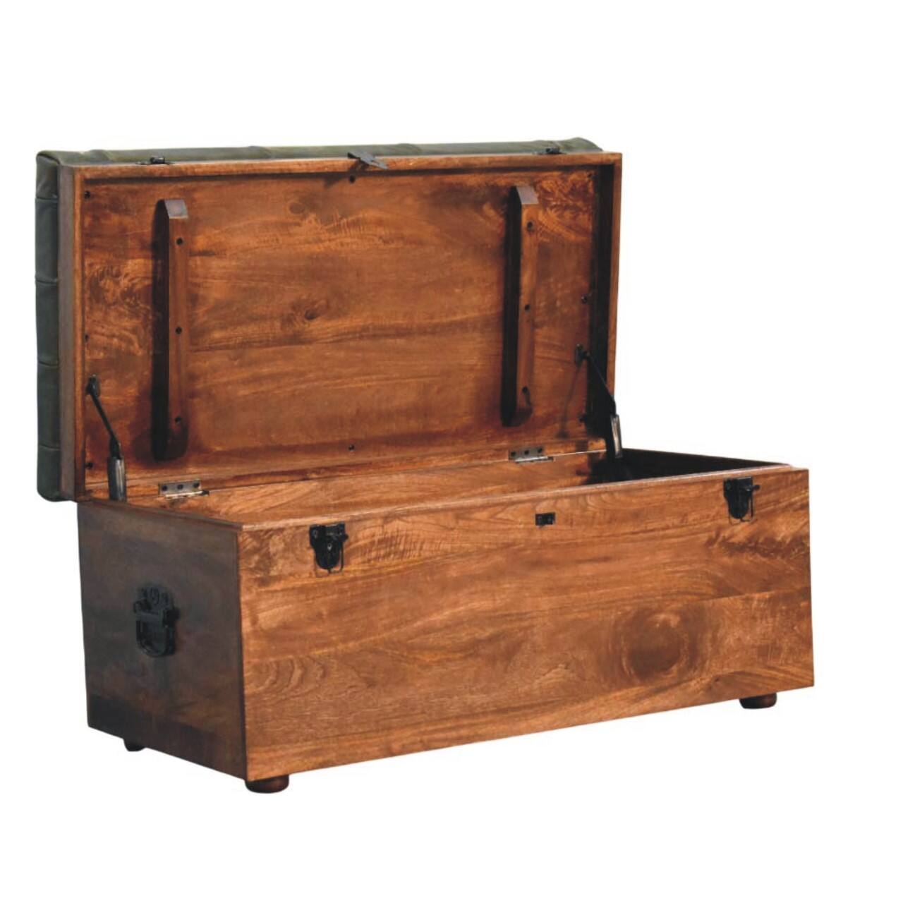 Alt View 2. Artisan Furniture - Artisan Furniture Solid Wood Roasted Almond Storage Trunk Bench, Brown - Brown.