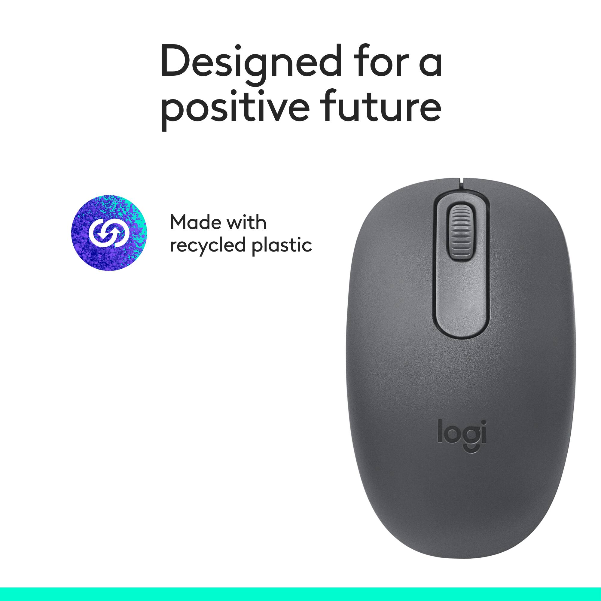 Designed for a positive future. Made with recycled plastic. Logi.