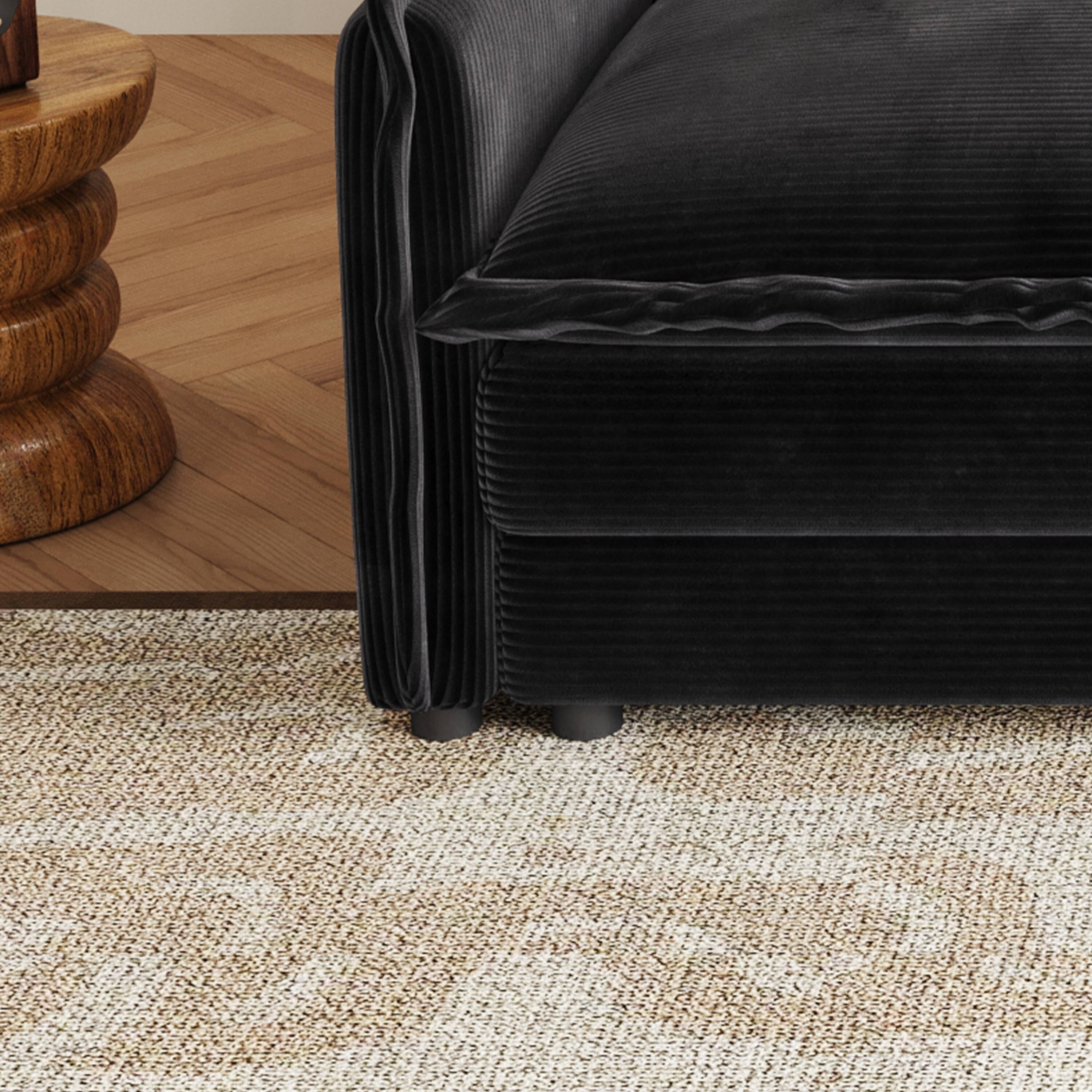 Alt View 2. Roomtec - Corduroy Fabric Loveseat Sofa Couch for Living Room Upholstered Large Size Deep Seat 2Seat Sofa with 2 Pillow - Black.