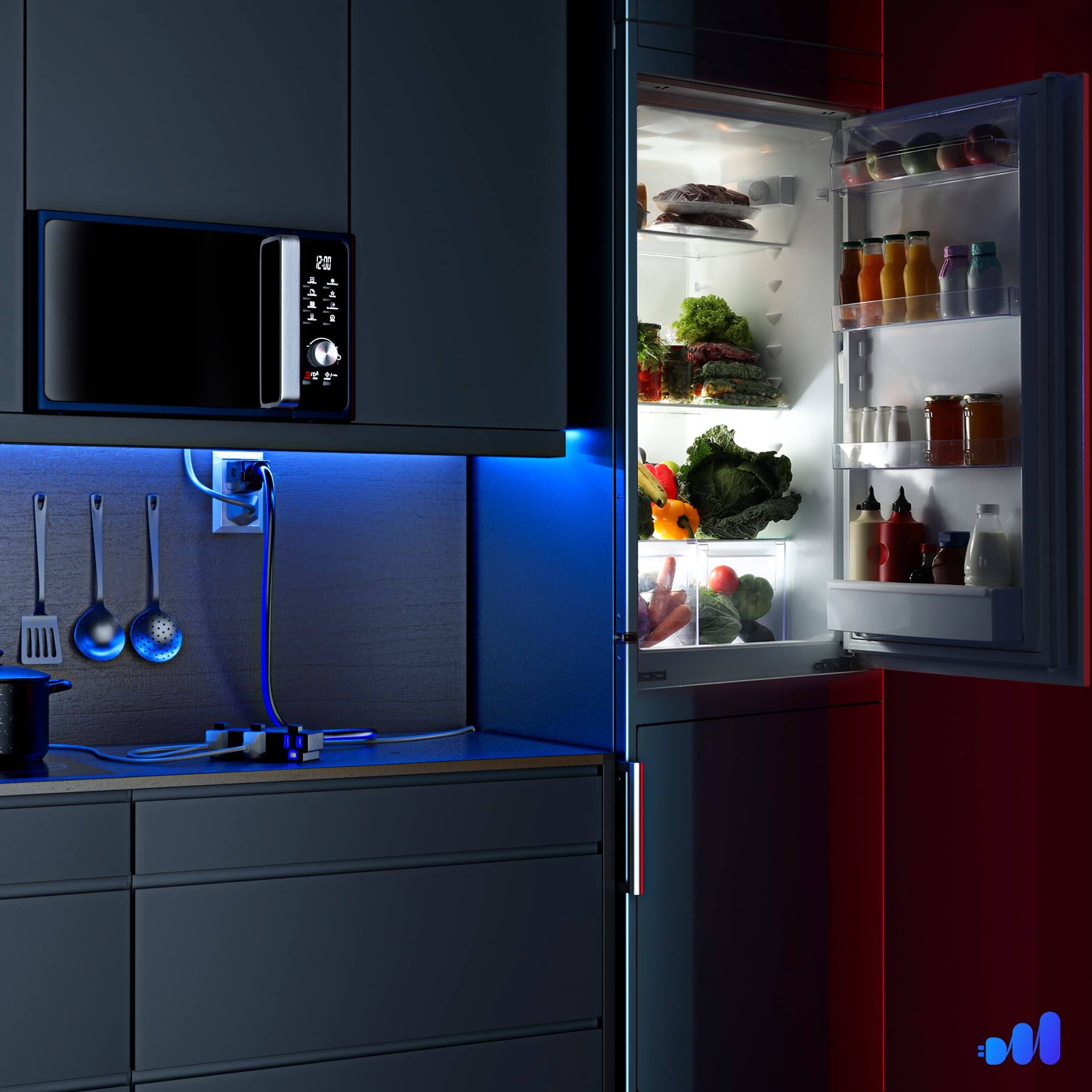 Alt View 5. Maximm - Extension Cord 30 ft, SJTW Extension Cord with Multiple Outlets, 16 Gauge ETL Listed - Black and Blue.