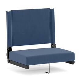 Emma + Oliver - 500 lb. Rated Lightweight Stadium Chair with Handle & Ultra-Padded Seat - Navy Blue