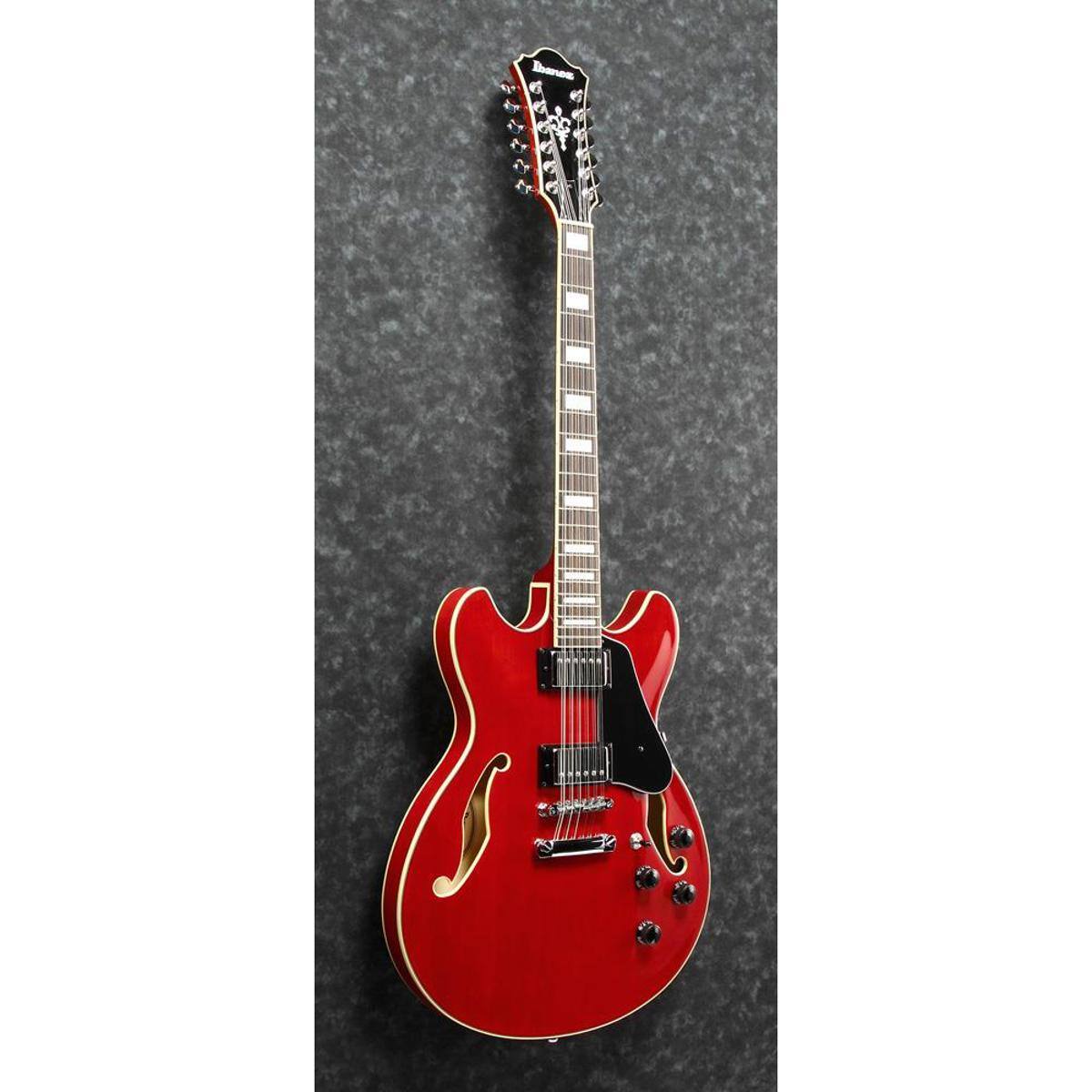 Alt View 4. Ibanez - Ibanez AS Artcore AS7312 12-String Electric Guitar, Transparent Cherry Red.