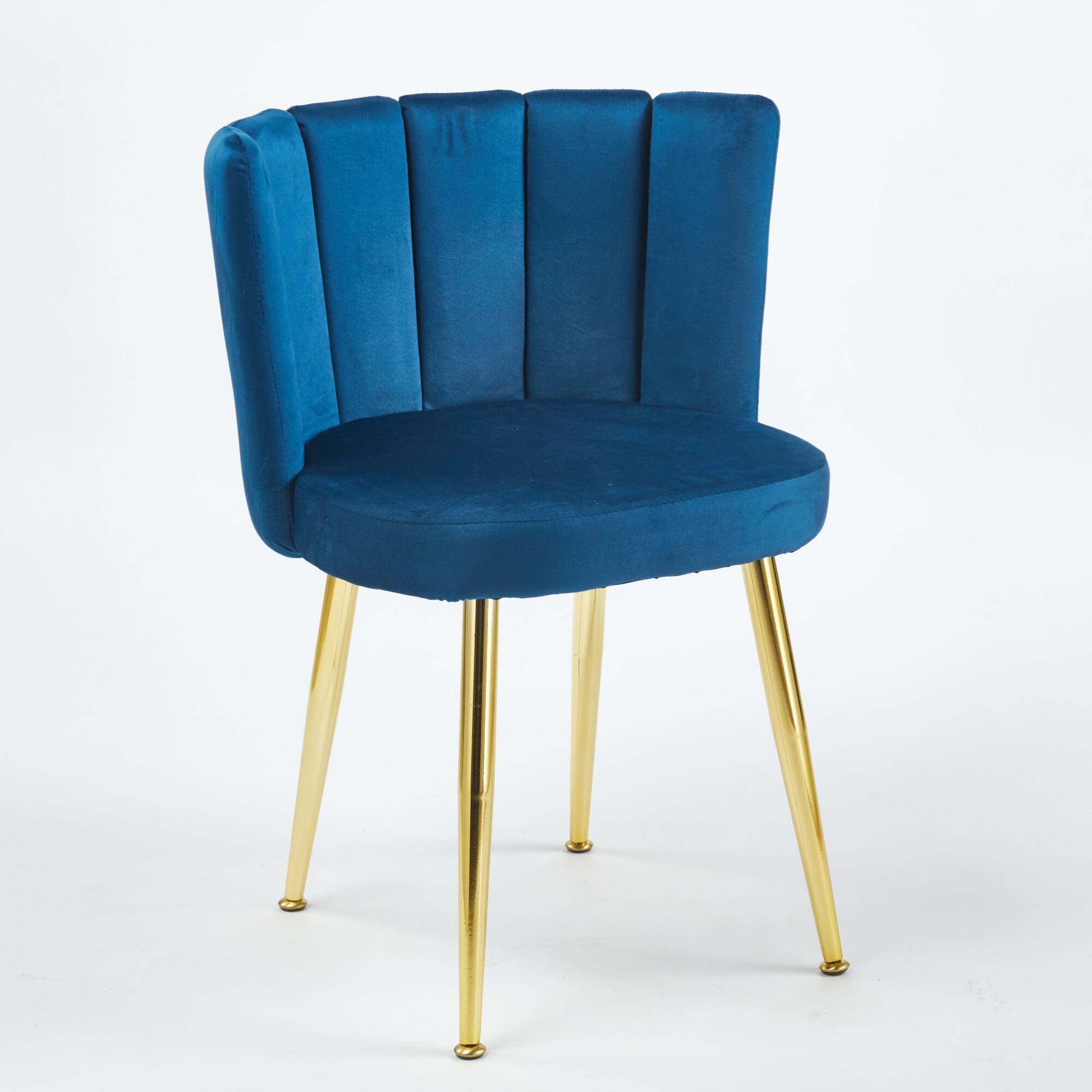 Back. GOODSILO - Elegant Velvet Dining Chairs Set of 2 with Golden Iron Legs for Modern Living Spaces - Blue.