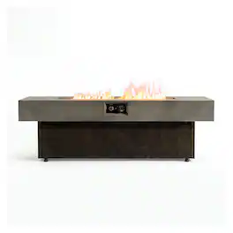 Boyel Living - 56 Inch Tabletop Rectangular Propane Fire Pit 50000 BTU Adjustable Height - Brown&Gray