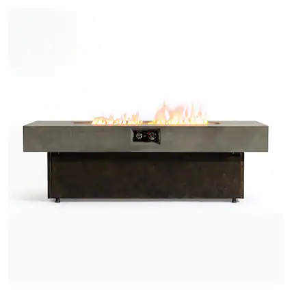 Front. Boyel Living - 56 Inch Tabletop Rectangular Propane Fire Pit 50000 BTU Adjustable Height - Brown&Gray.