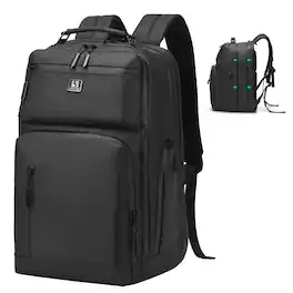 Unique Bargains - Expandable Business Backpack, Waterproof, 17" Laptop Compartment, Airline Approved, 33L-42L, Work Travel - Black