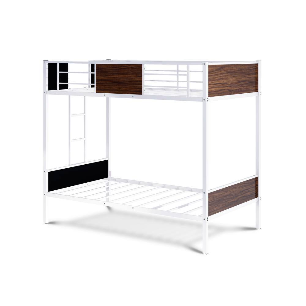 Back. East West Furniture - Twin Bunk Bed in powder coating white color - White.