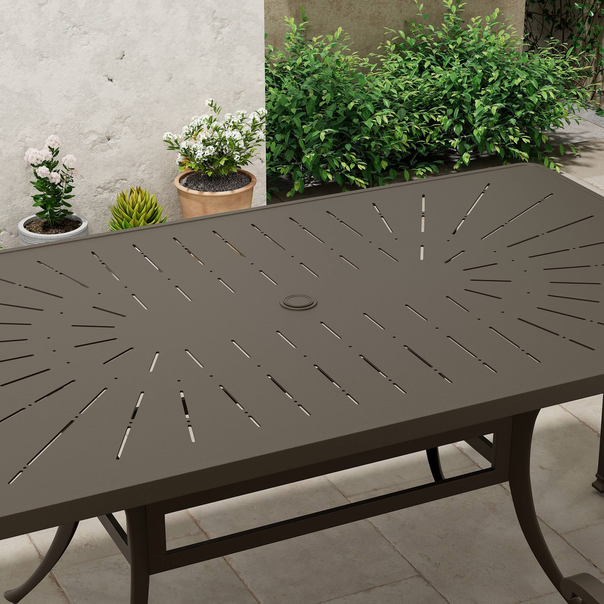 Alt View 2. Mondawe - 8 - Person Rectangular Outdoor Dining Set with Cushions - Black+Blue.