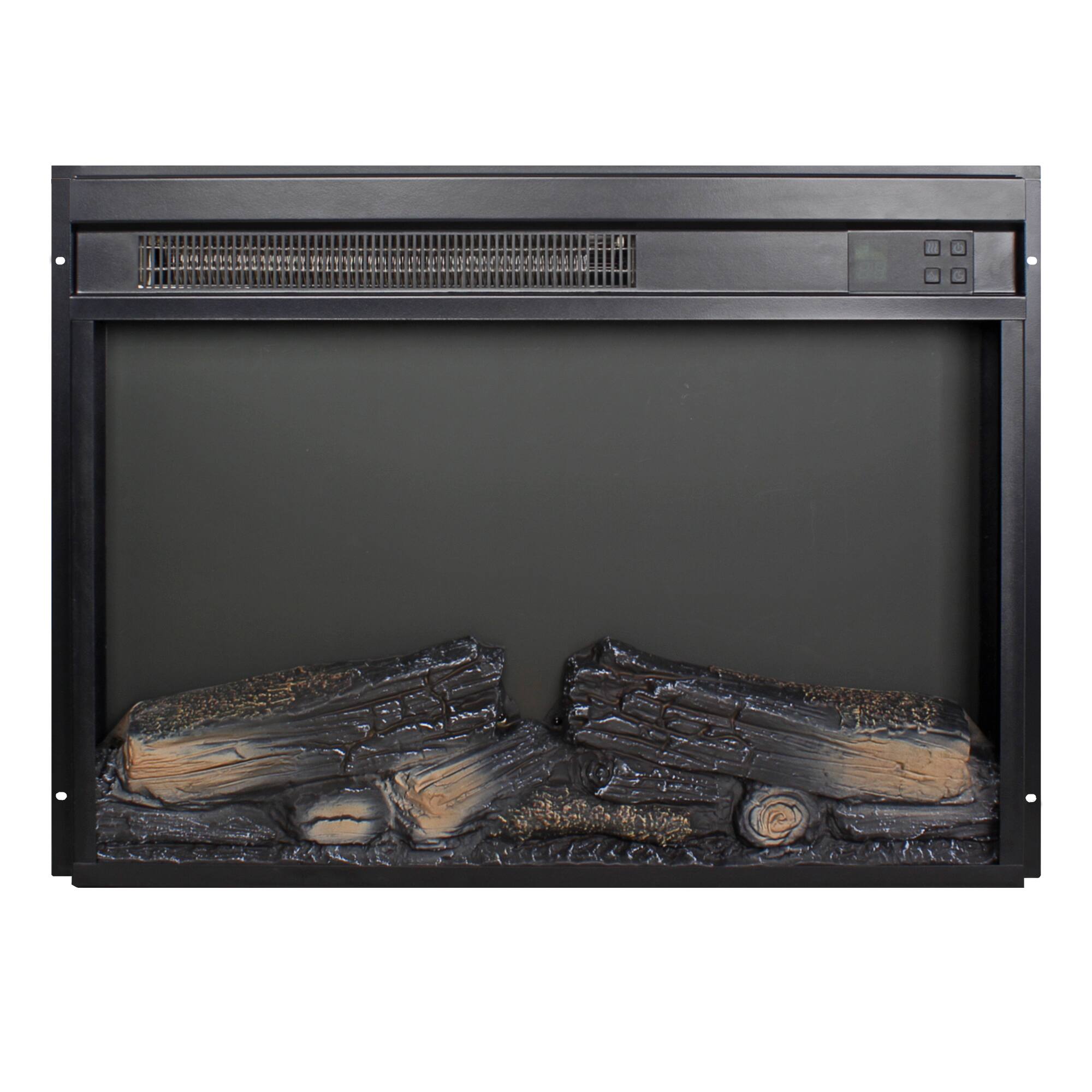 Alt View 2. GOODSILO - 23"" Electric Fireplace Insert - Ultra Thin Heater, Realistic Flame & Log Set, Remote, Timer, Overheat Protection - Antique Black.