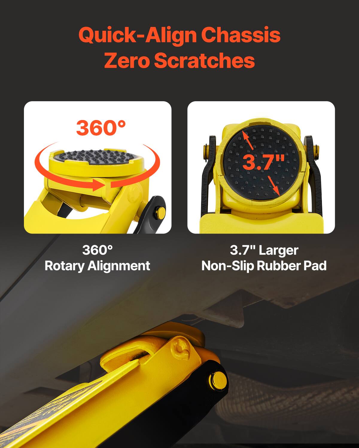 Quick-Align Chassis Zero Scratches  
360° Rotary Alignment  
3.7" Larger Non-Slip Rubber Pad