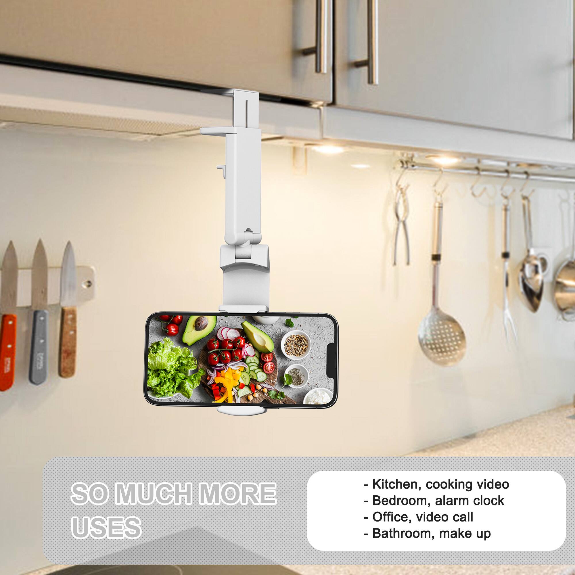 - Kitchen, cooking video
- Bedroom, alarm clock
- Office, video call
- Bathroom, make up