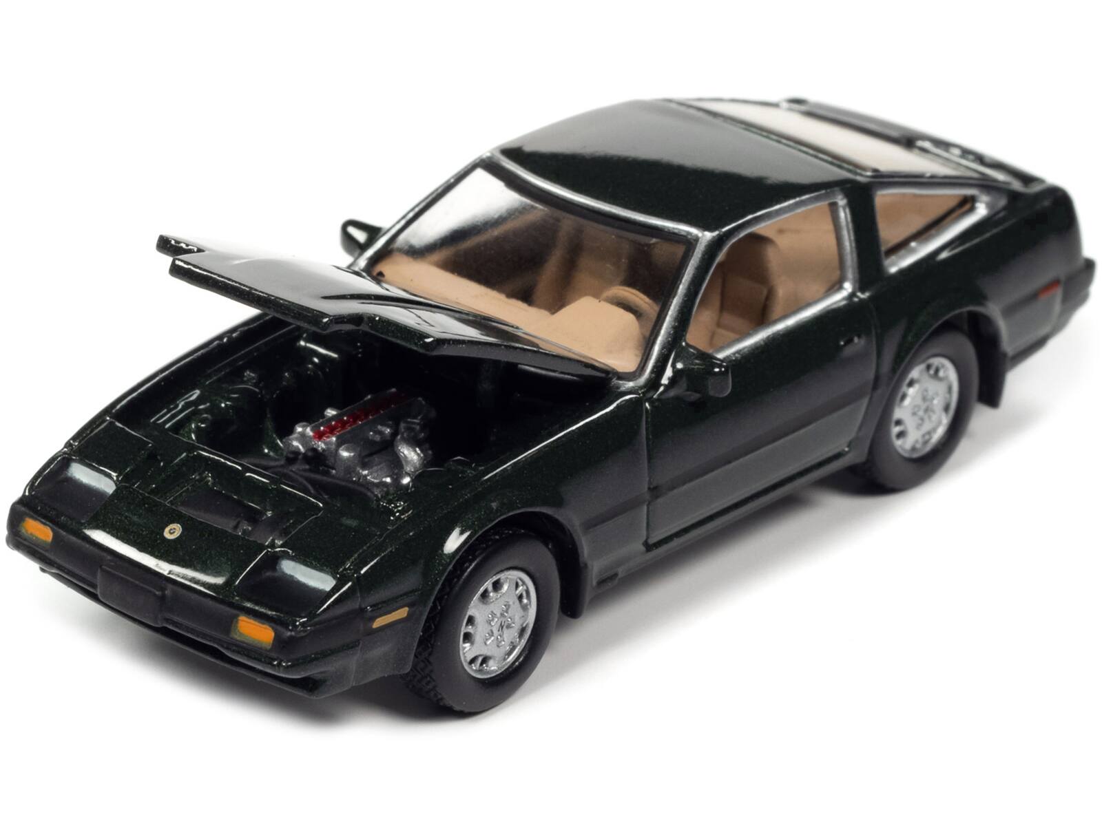 Angle. Johnny Lightning - 1984 Nissan 300ZX Dark Green Black Stripes Classic Gold Collection Series Limited 12480pcs Johnny Lightning 1/64 - Dark Green With Black.