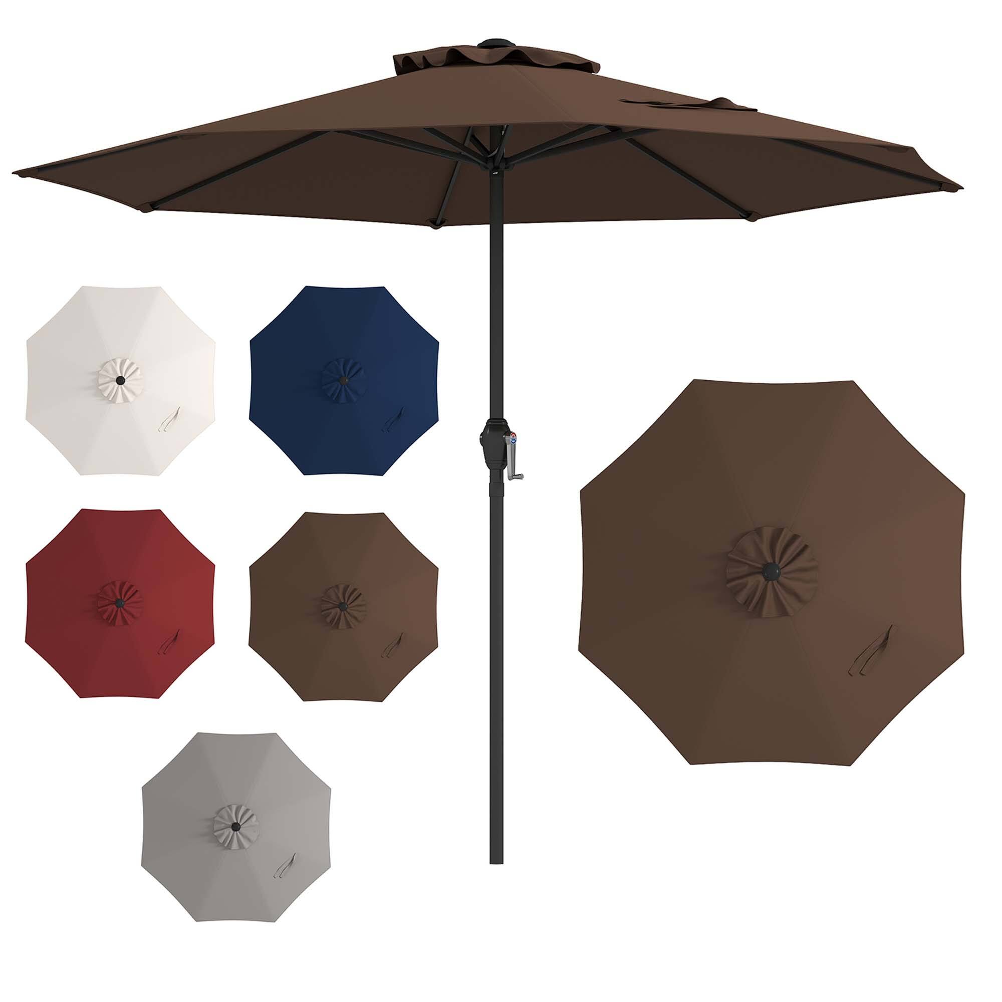 Alt View 9. Gymax - Gymax Outdoor Patio Umbrella Modern Table Umbrella w/8 Heavy Duty Ribs Sun-proof Coffee - Coffee.