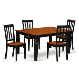 East West Furniture - 5 Pc Kitchen Table set with a Dining Table and 4 Wood Kitchen Chairs in Black - Black & Cherry