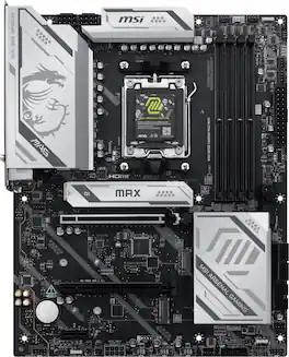 MSI - MAG X870E GAMING MAX WIFI (Socket AM5) AMD X870E ATX DDR5 Wi-Fi 7 Ryzen 9000 / 8000 / 7000 Motherboard - Black/Sliver